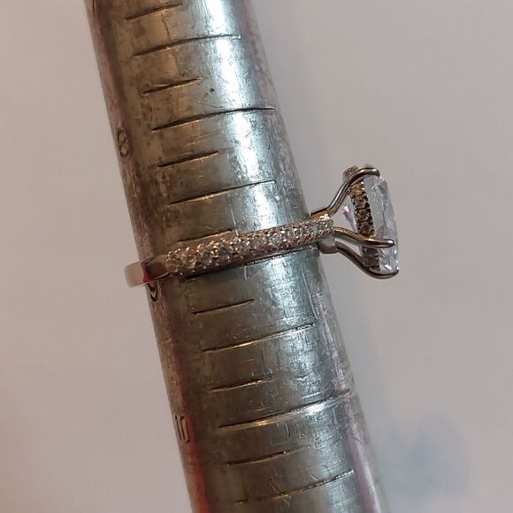 S925 Sterling Silver Teardrop CZ Crystal Accented Ring Size 9 - Picture 4 of 5